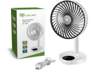 DP 7626 (RECHARGEABLE TABLE FAN) 4000mAh, With LED Night Light